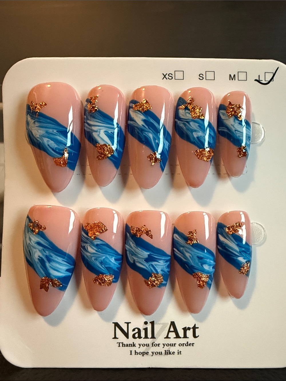 Nail Art Blue Swirl Press-On Nail Set by